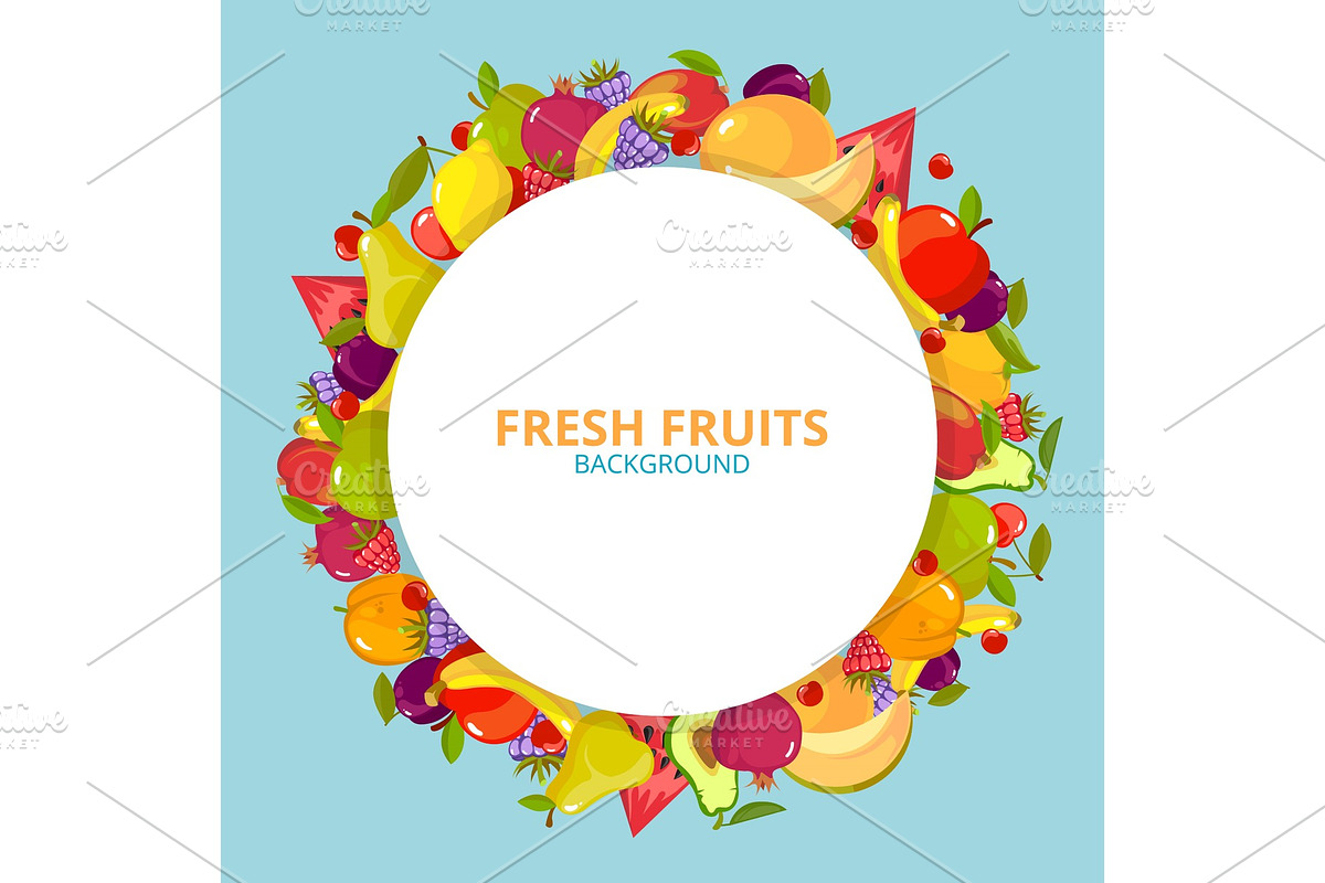 cartoon fruits background. colorful in Illustrations - product preview 8