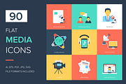 90 Media Flat Icons