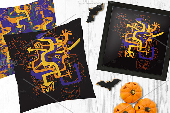 Halloween monsters doodles in Patterns - product preview 5