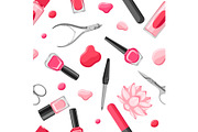 Seamless pattern with manicure tools
