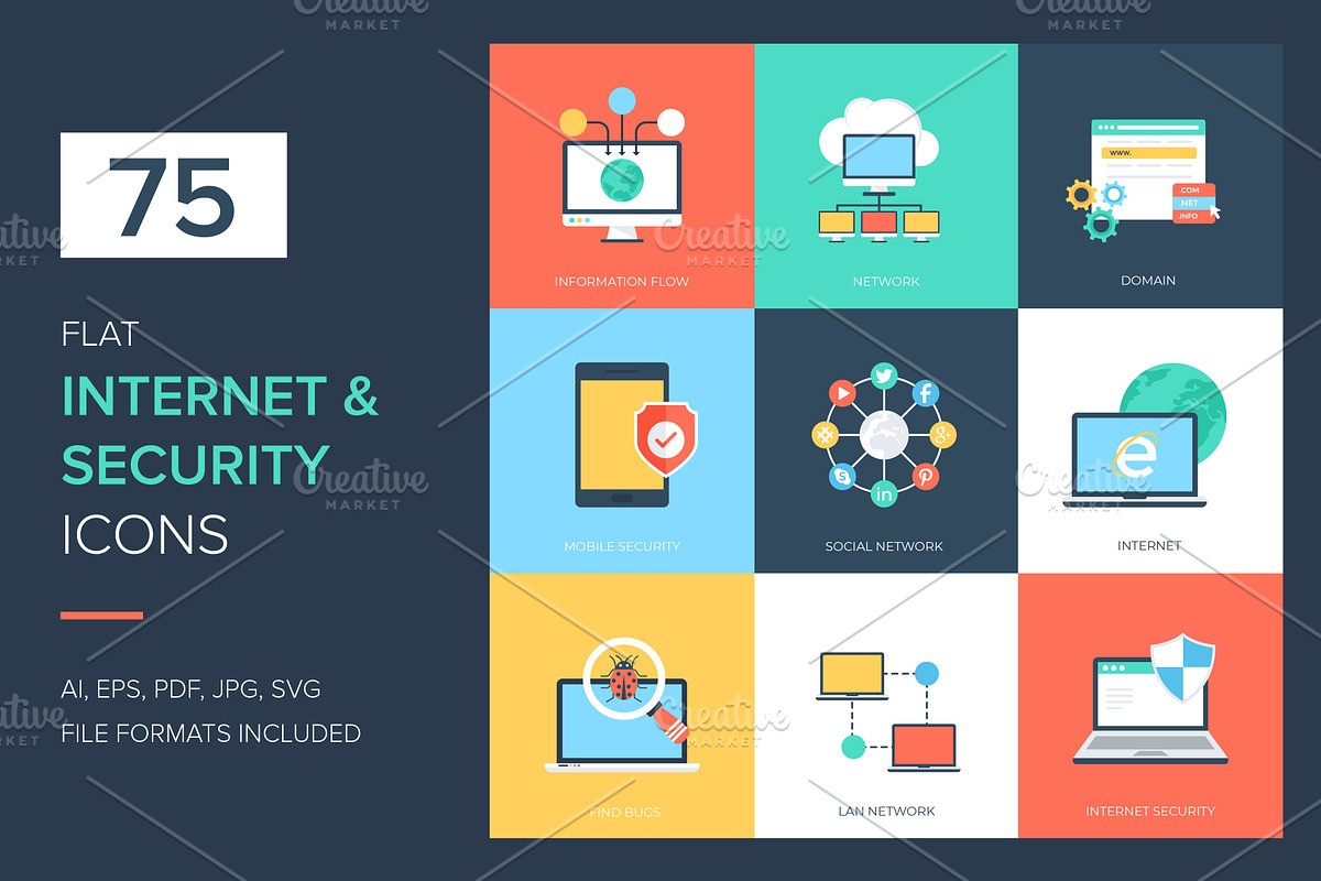75 Internet and Security Flat Icons in Icons - product preview 8