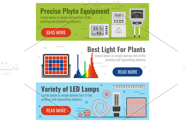 Three banner for phyto light bulbs