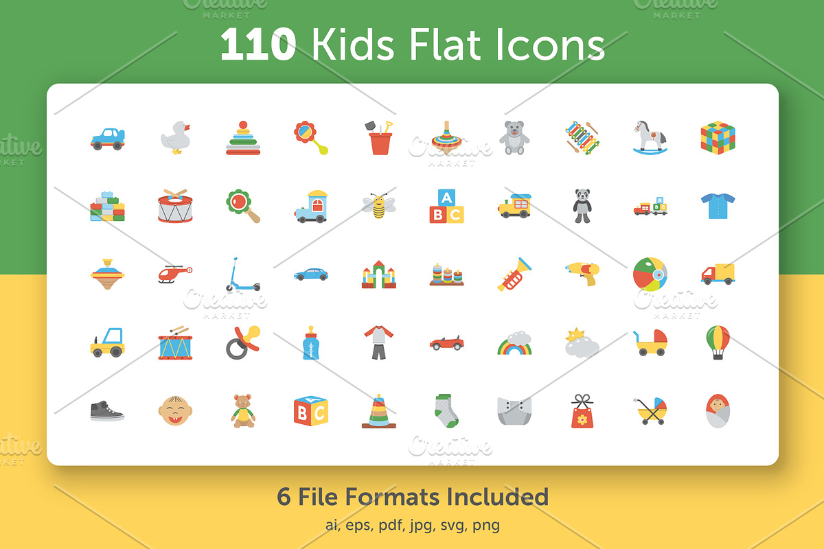 110 Kids Flat Icons  in Icons - product preview 8