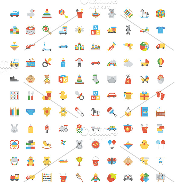 110 Kids Flat Icons  in Icons - product preview 1