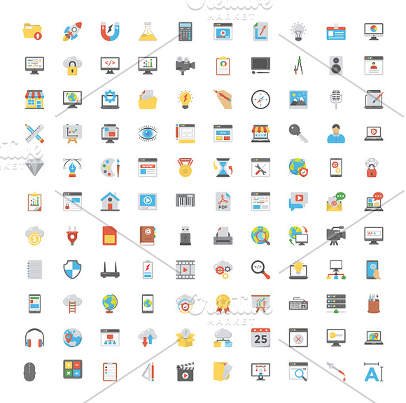 110 Web Design Flat Icons in Icons - product preview 1