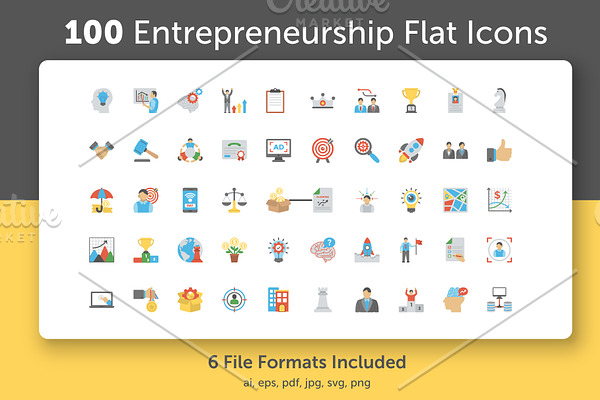 100 Entrepreneurship Flat Icons