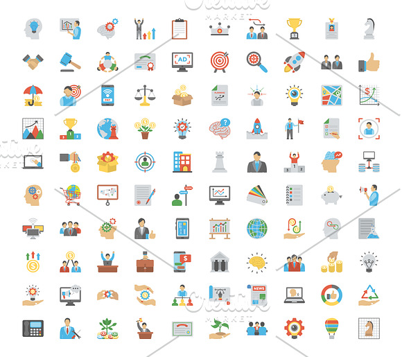 100 Entrepreneurship Flat Icons in Icons - product preview 1