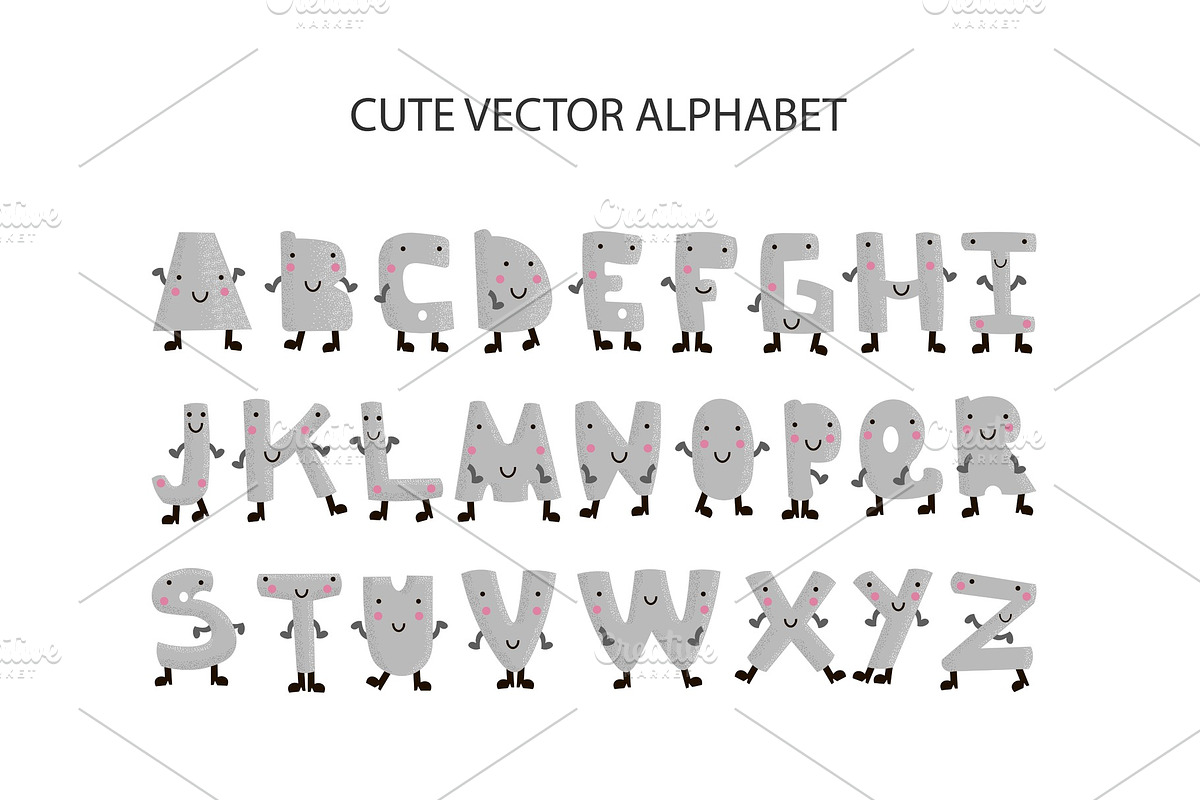 Kid font and alphabet.Cute letters in Objects - product preview 8