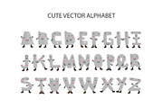 Kid font and alphabet.Cute letters