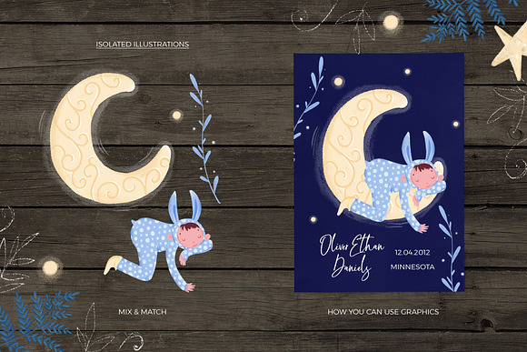 ★ Good night ★ kids design creator in Illustrations - product preview 5
