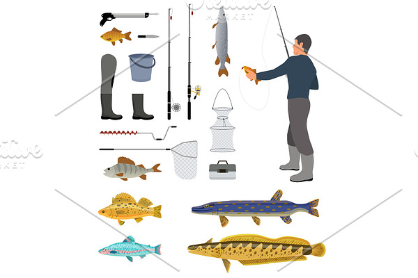 Fishing Equipment and Fisher with