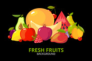 cartoon fruits background. colorful