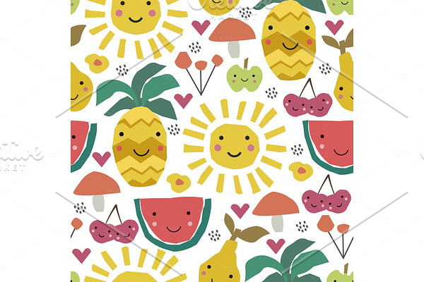 pattern with fruits.Summer poster.