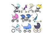 Stroller vector baby-stroller and