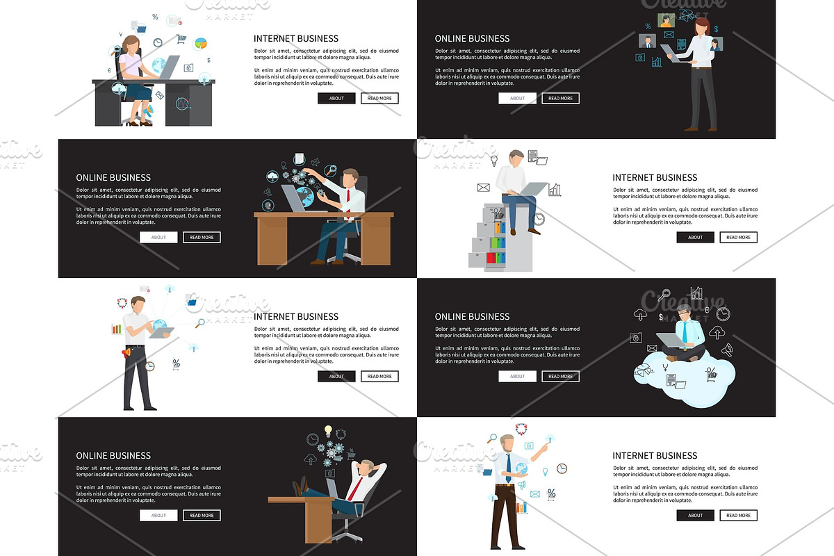 Internet Business Pages Set Vector in Illustrations - product preview 8