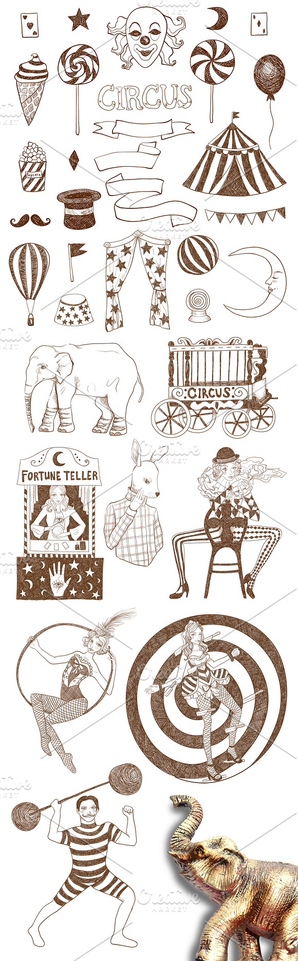Vintage circus design set in Illustrations - product preview 2