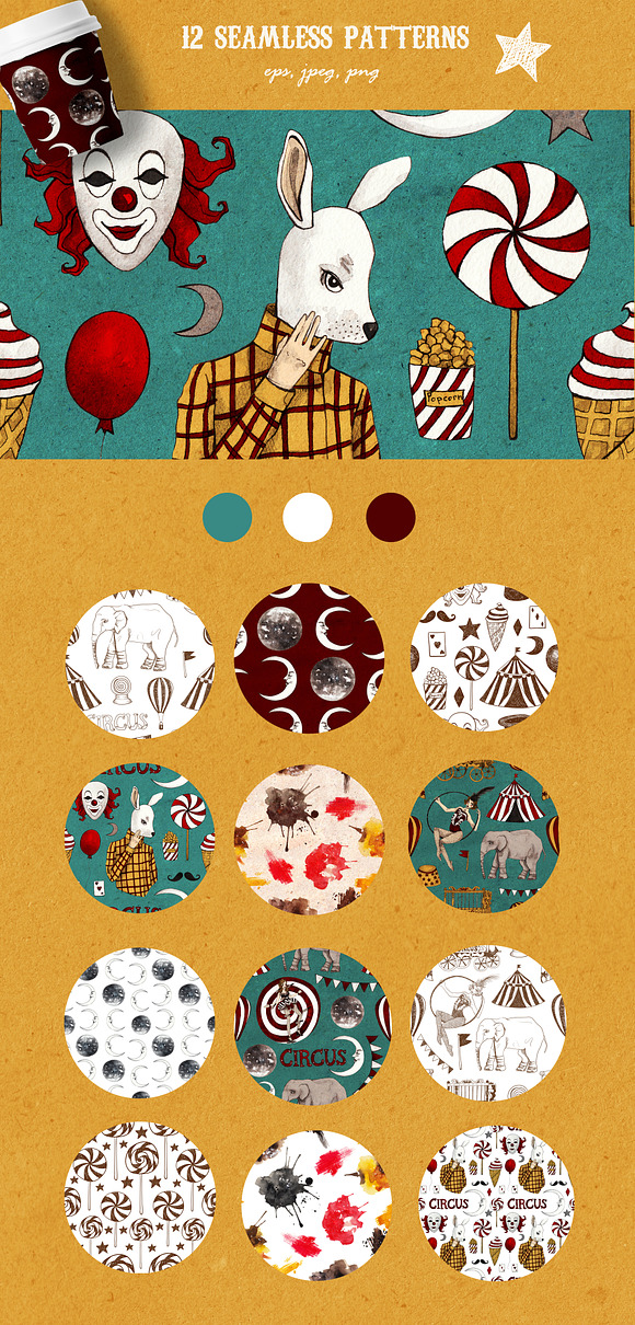 Vintage circus design set in Illustrations - product preview 5