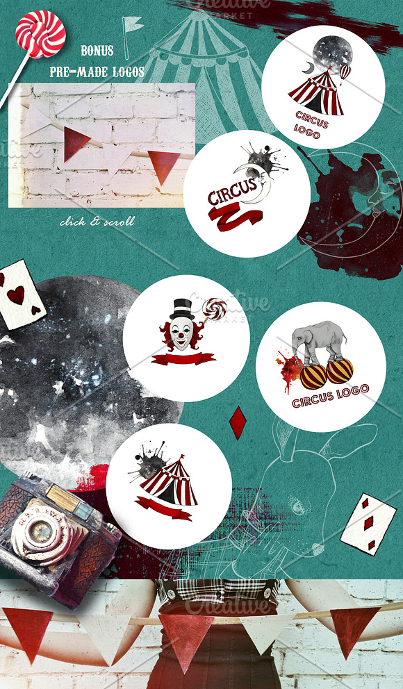 Vintage circus design set in Illustrations - product preview 6