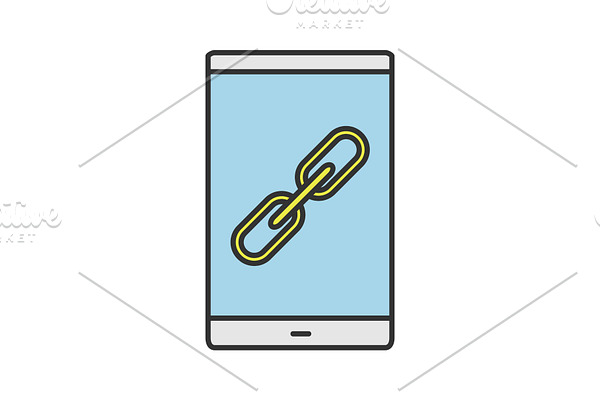 Mobile phone with link sign icon