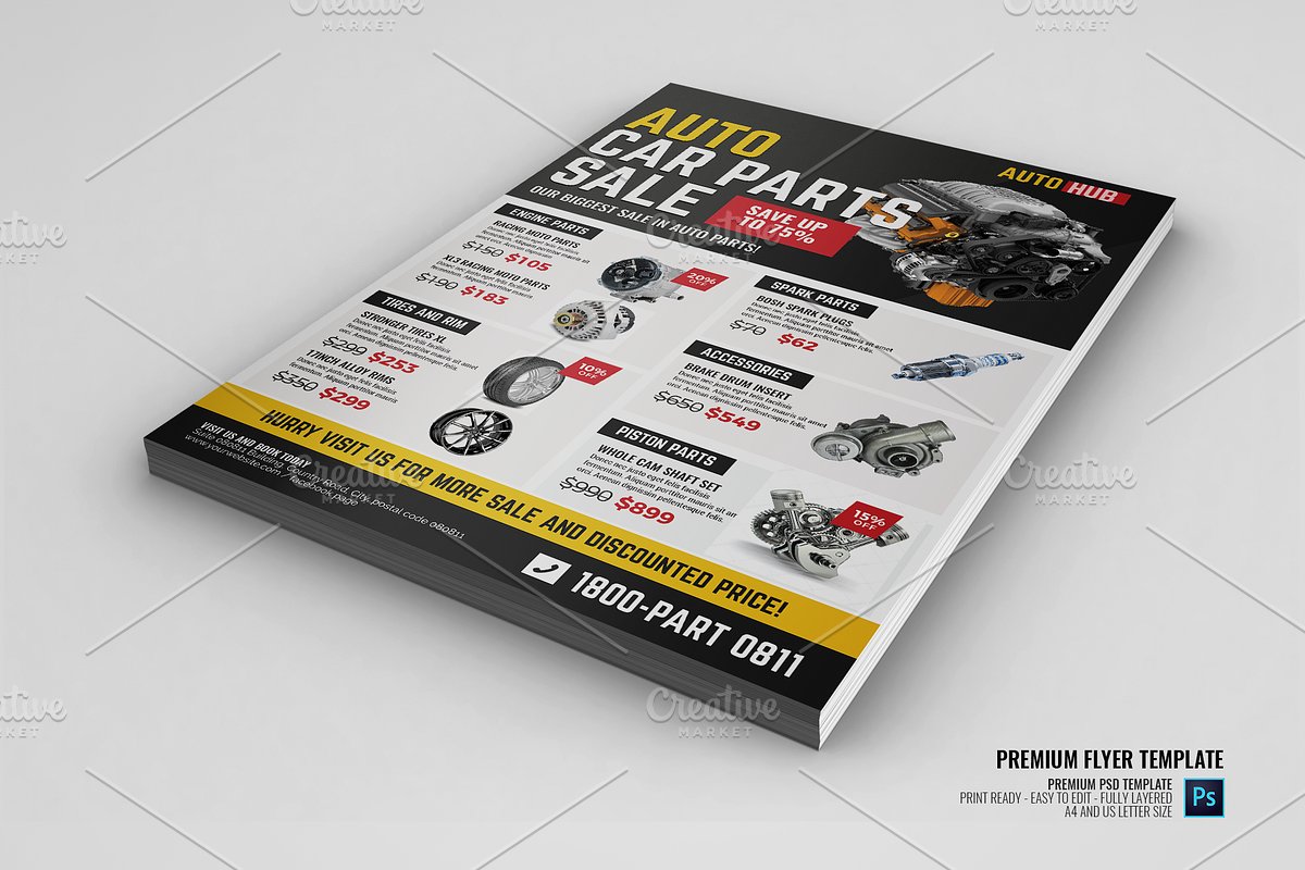 Car Parts Shop Promo Sale Flyer in Flyer Templates - product preview 8