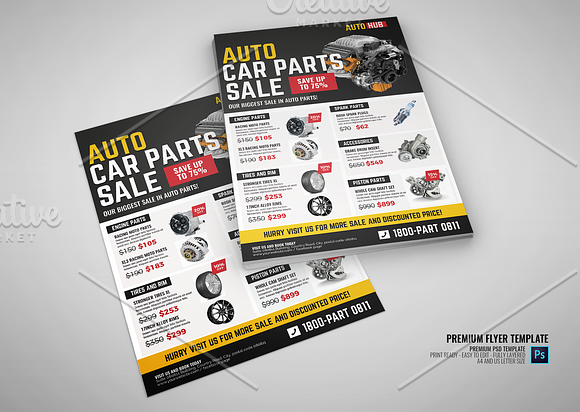 Car Parts Shop Promo Sale Flyer in Flyer Templates - product preview 2