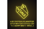 Price tags neon light icon
