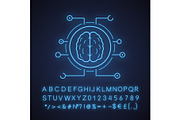 Neurotechnology neon light icon