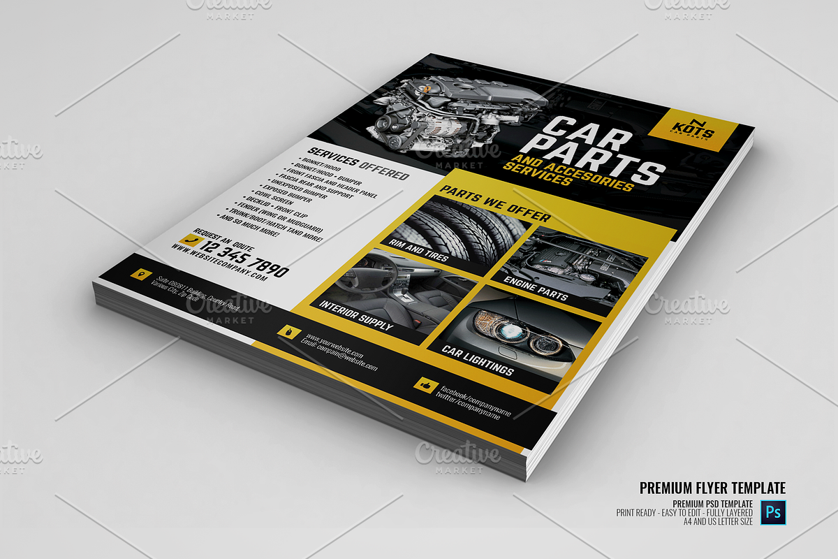 Automotive Car Parts Flyer in Flyer Templates - product preview 8