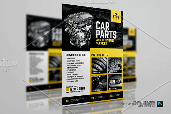 Automotive Car Parts Flyer in Flyer Templates - product preview 1