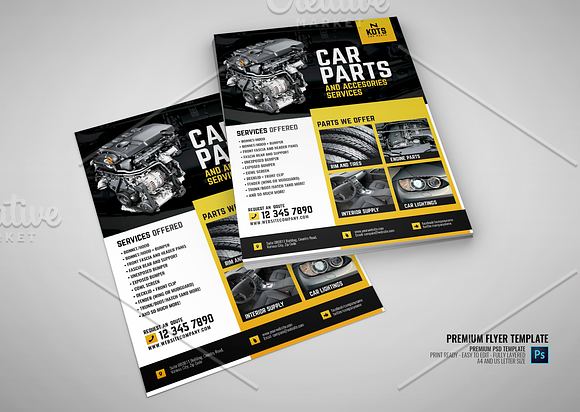 Automotive Car Parts Flyer in Flyer Templates - product preview 2