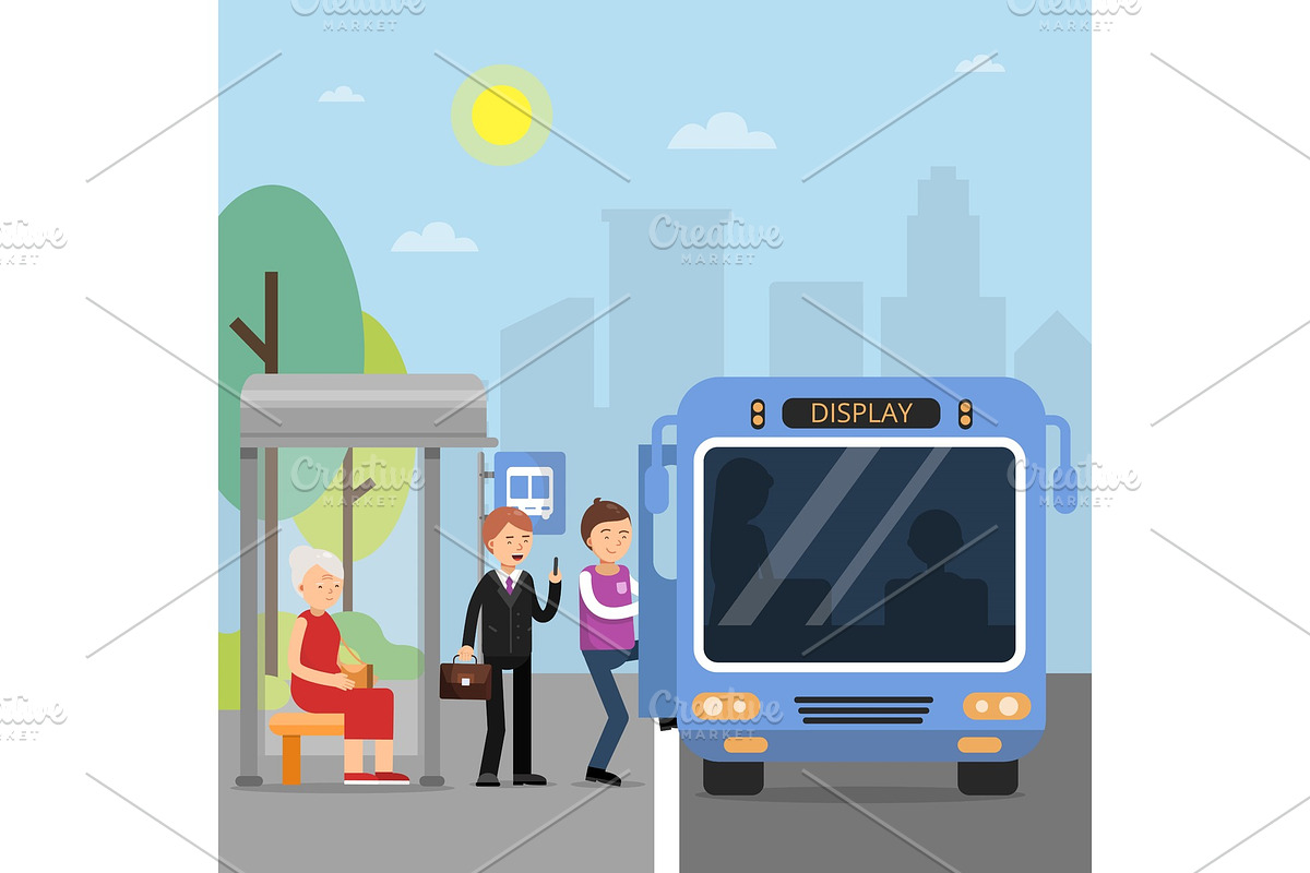 Public autobus station with in Graphics - product preview 8