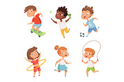 Various kids in active sports