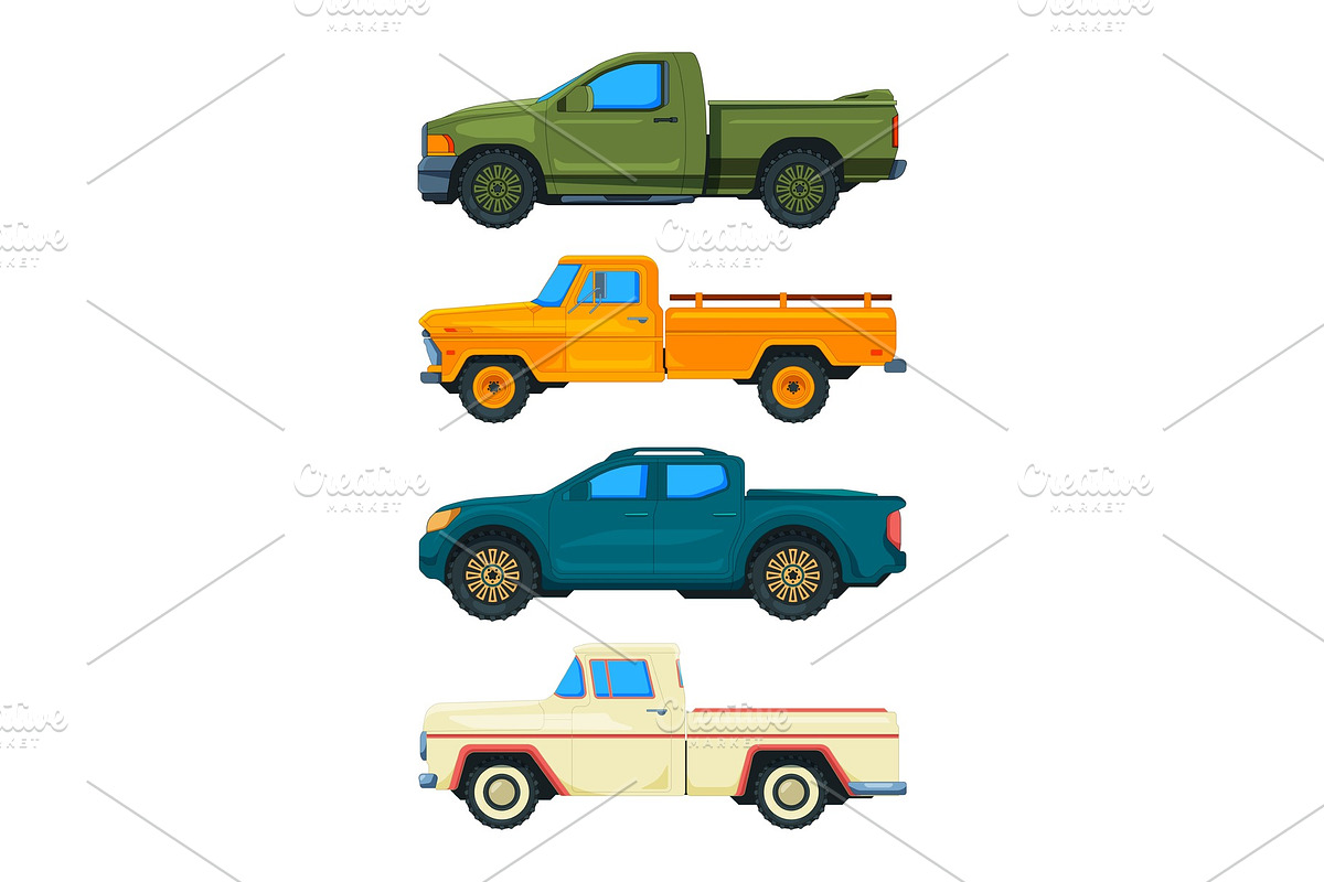 Pickup truck. Vector transport in Graphics - product preview 8