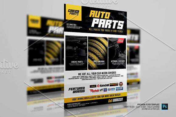 Automotive Parts Supply Center Flyer in Flyer Templates - product preview 1