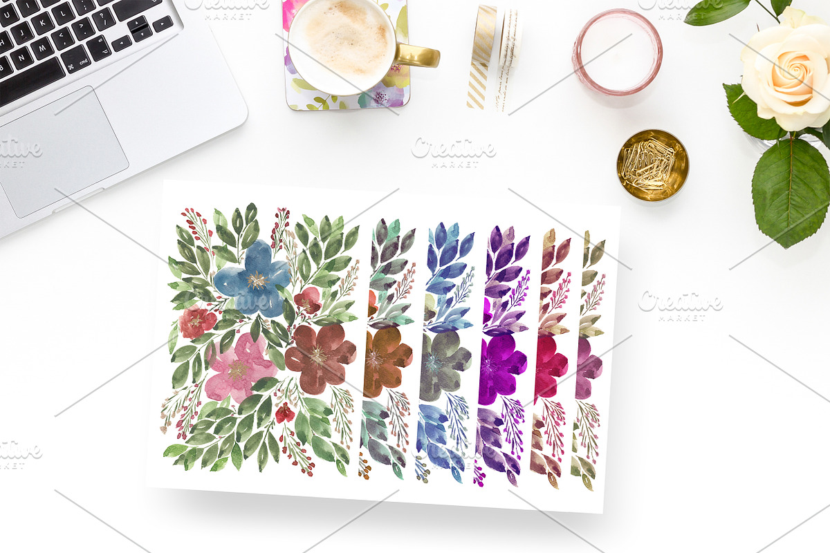 Hand painted flowers in Graphics - product preview 8