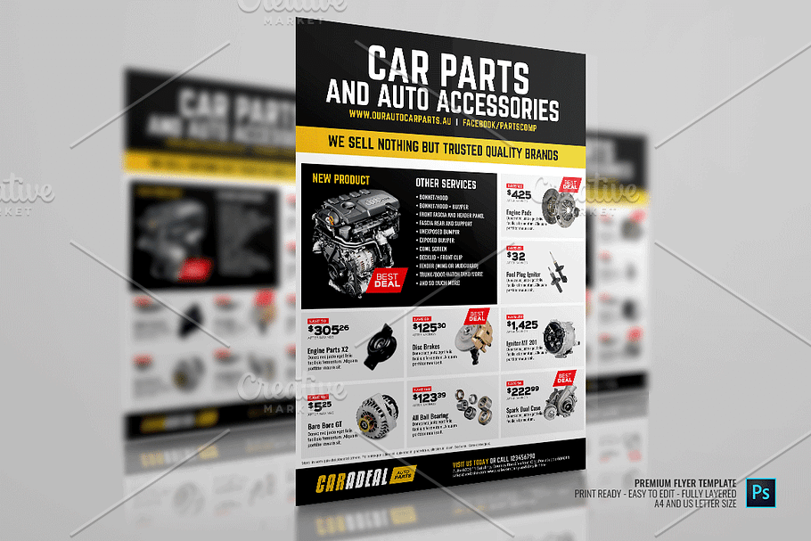 Auto Car Spare Parts Flyer