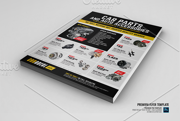 Auto Car Spare Parts Flyer in Flyer Templates - product preview 1