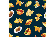 Vector cartoon mexican food pattern