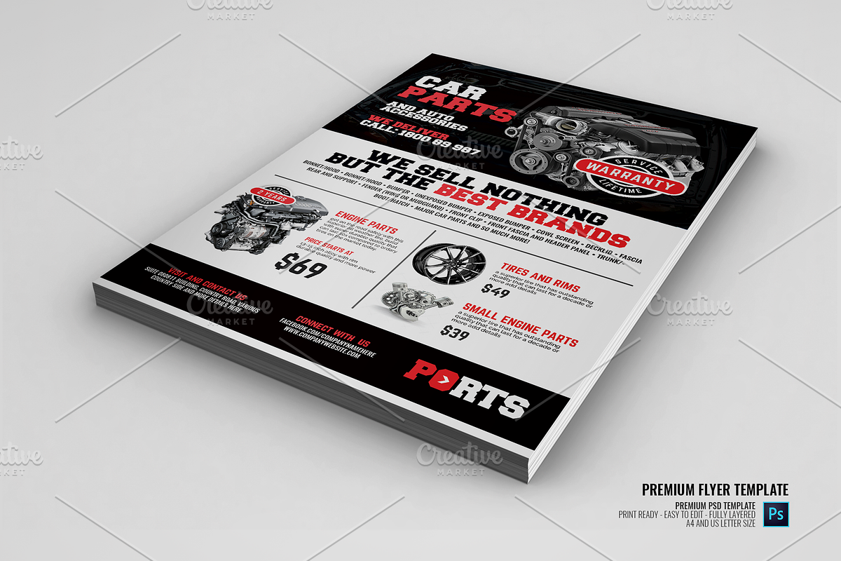Car Parts and Auto Supply Center Fly in Flyer Templates - product preview 8