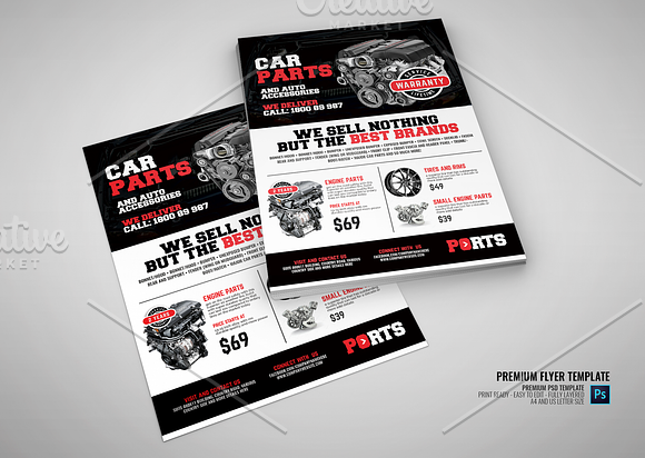 Car Parts and Auto Supply Center Fly in Flyer Templates - product preview 2