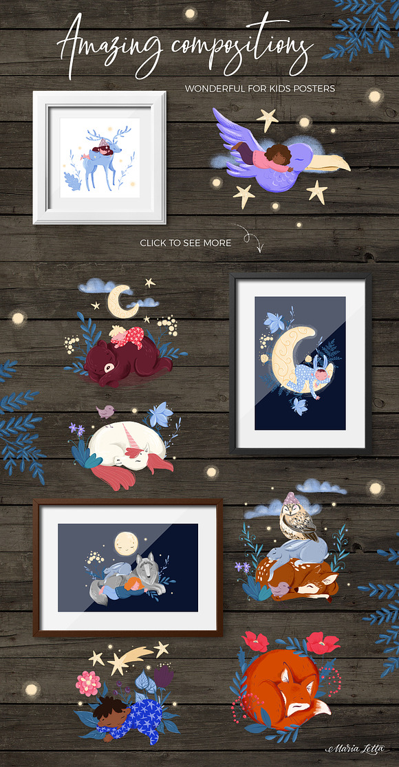 ★ Good night ★ kids design creator in Illustrations - product preview 7
