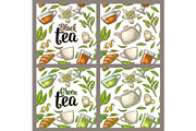 Seamless pattern tea with branch and