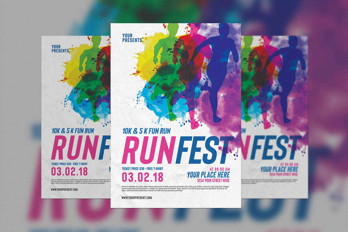 Color Run Festival Flyer in Flyer Templates - product preview 8
