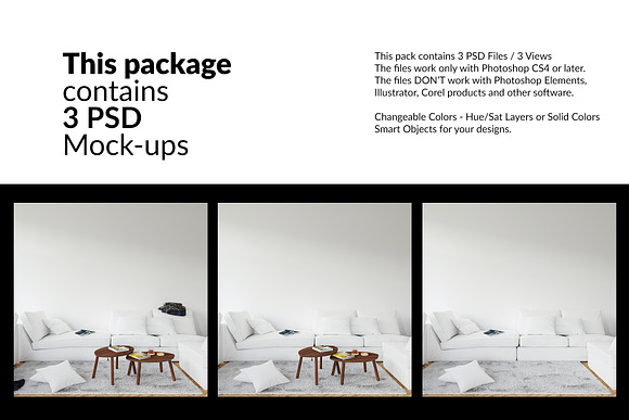 Throw Pillows Carpet & Frames Set in Product Mockups - product preview 1
