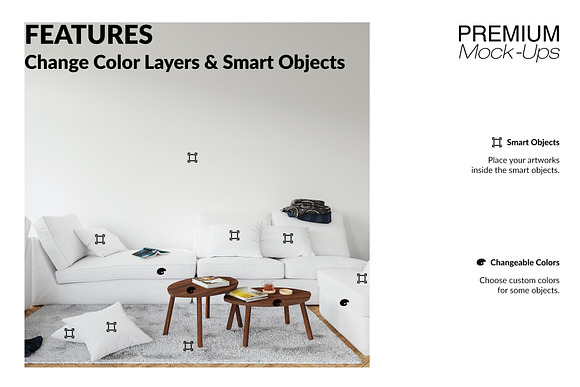Throw Pillows Carpet & Frames Set in Product Mockups - product preview 5