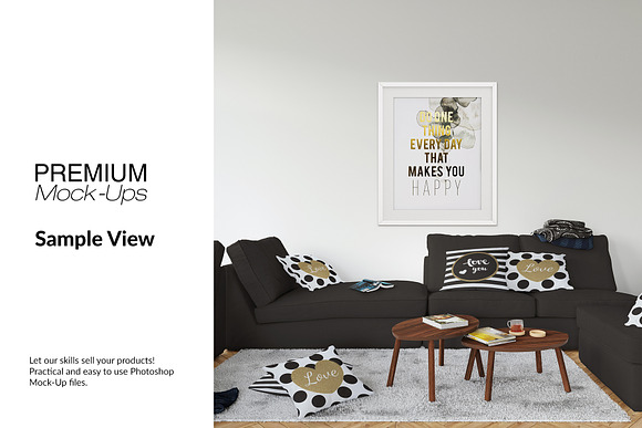 Throw Pillows Carpet & Frames Set in Product Mockups - product preview 8