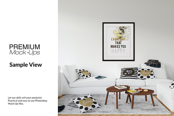 Throw Pillows Carpet & Frames Set in Product Mockups - product preview 9