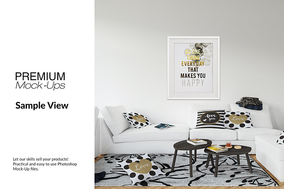 Throw Pillows Carpet & Frames Set in Product Mockups - product preview 10