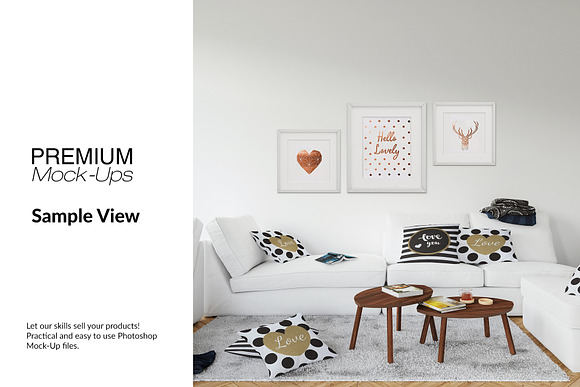 Throw Pillows Carpet & Frames Set in Product Mockups - product preview 12