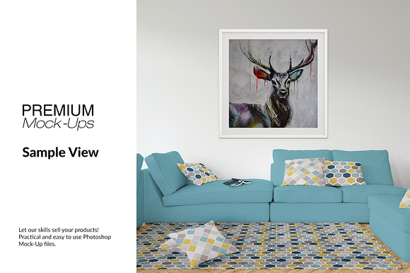 Throw Pillows Carpet & Frames Set in Product Mockups - product preview 13